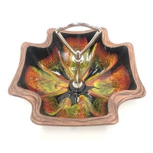 Vintage‎ 1960's Sequoia Ware Calif. Pottery Ceramic Candy Dish With Metal Handle